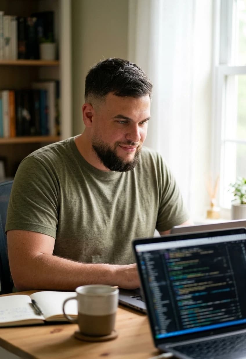 Benjamin en train de travailler sur un design numérique